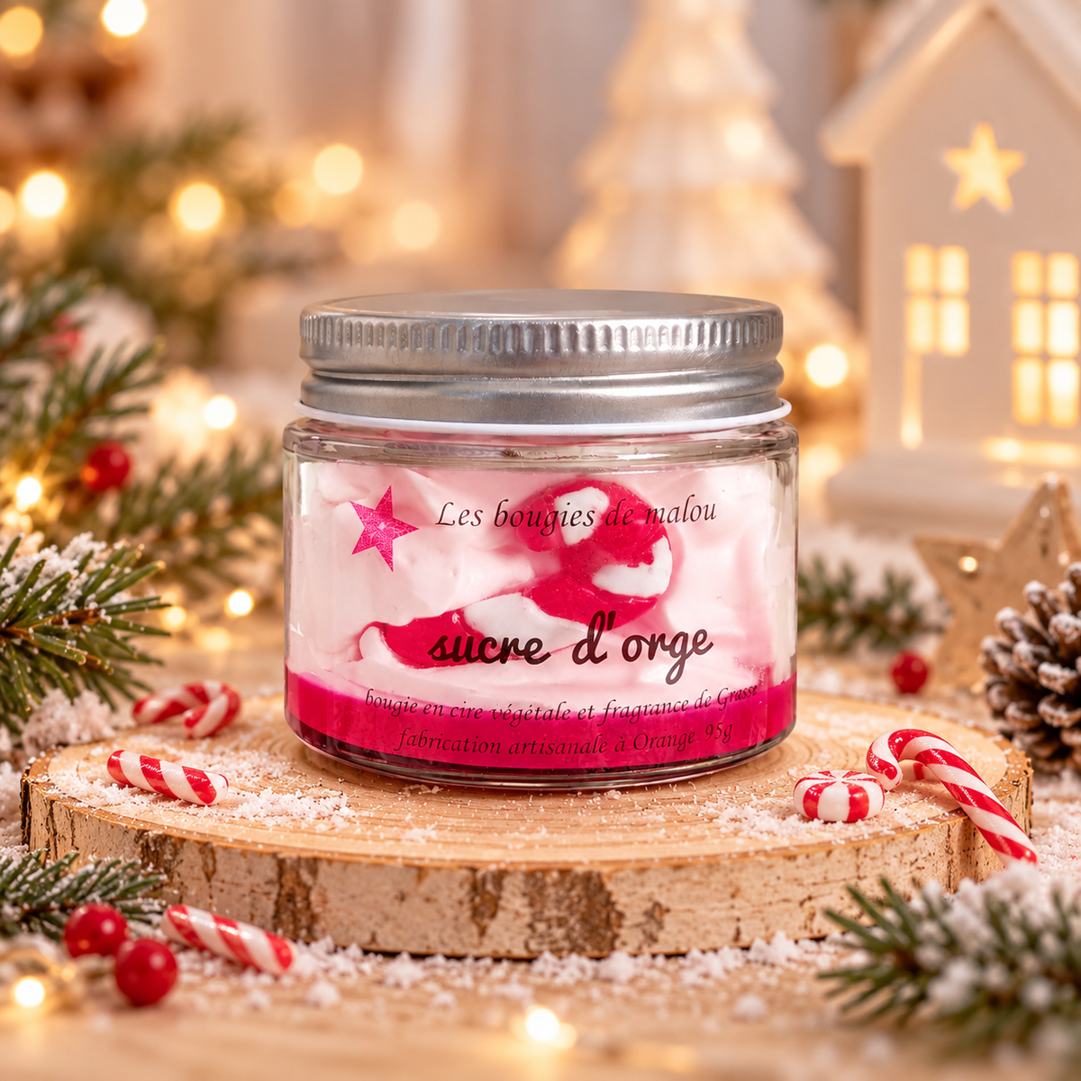 Bougie Noël sucre d'orge