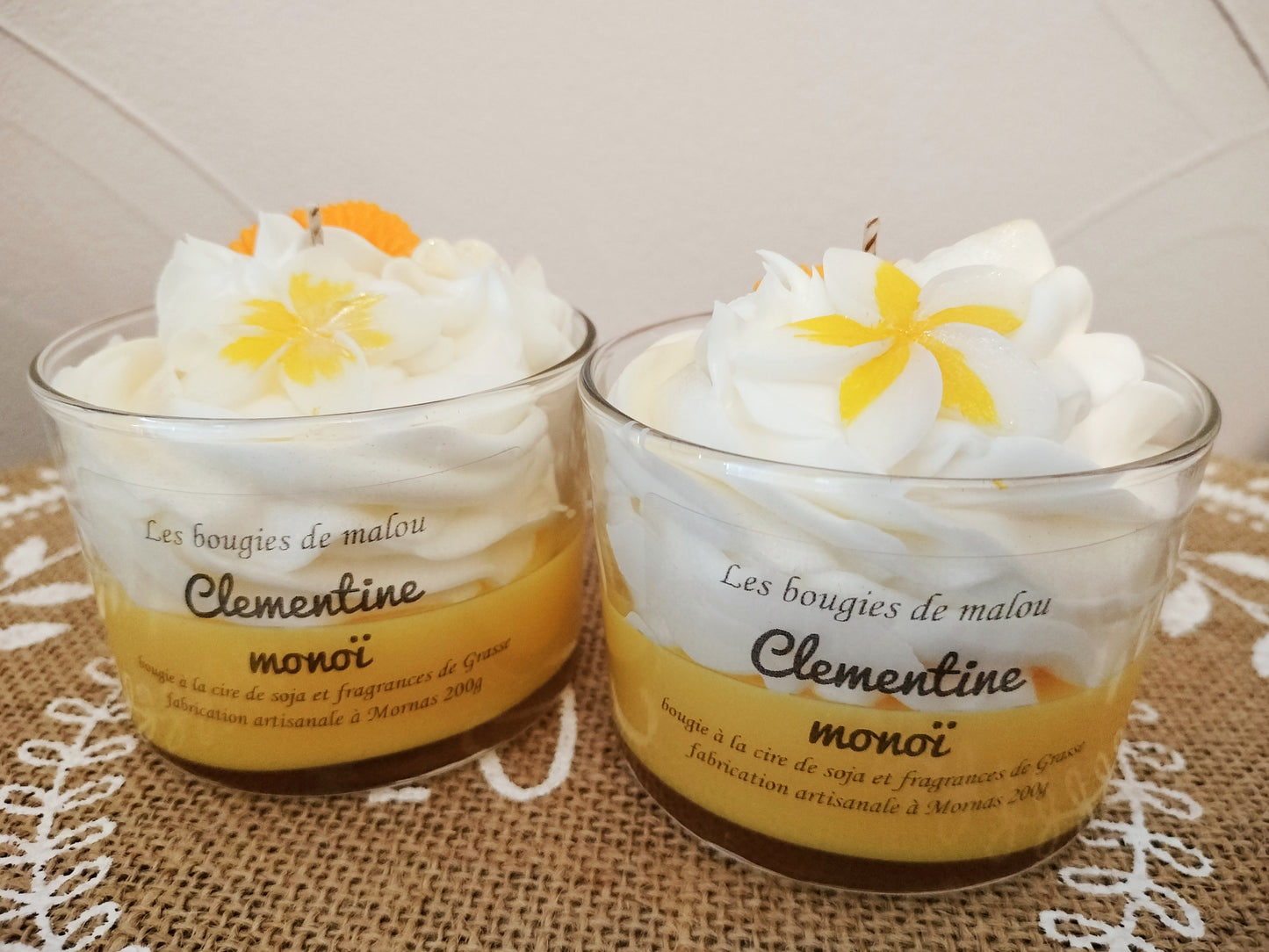 Bougie Artisanale et Décorative - Parfum Clémentine monoï 🍊☀️