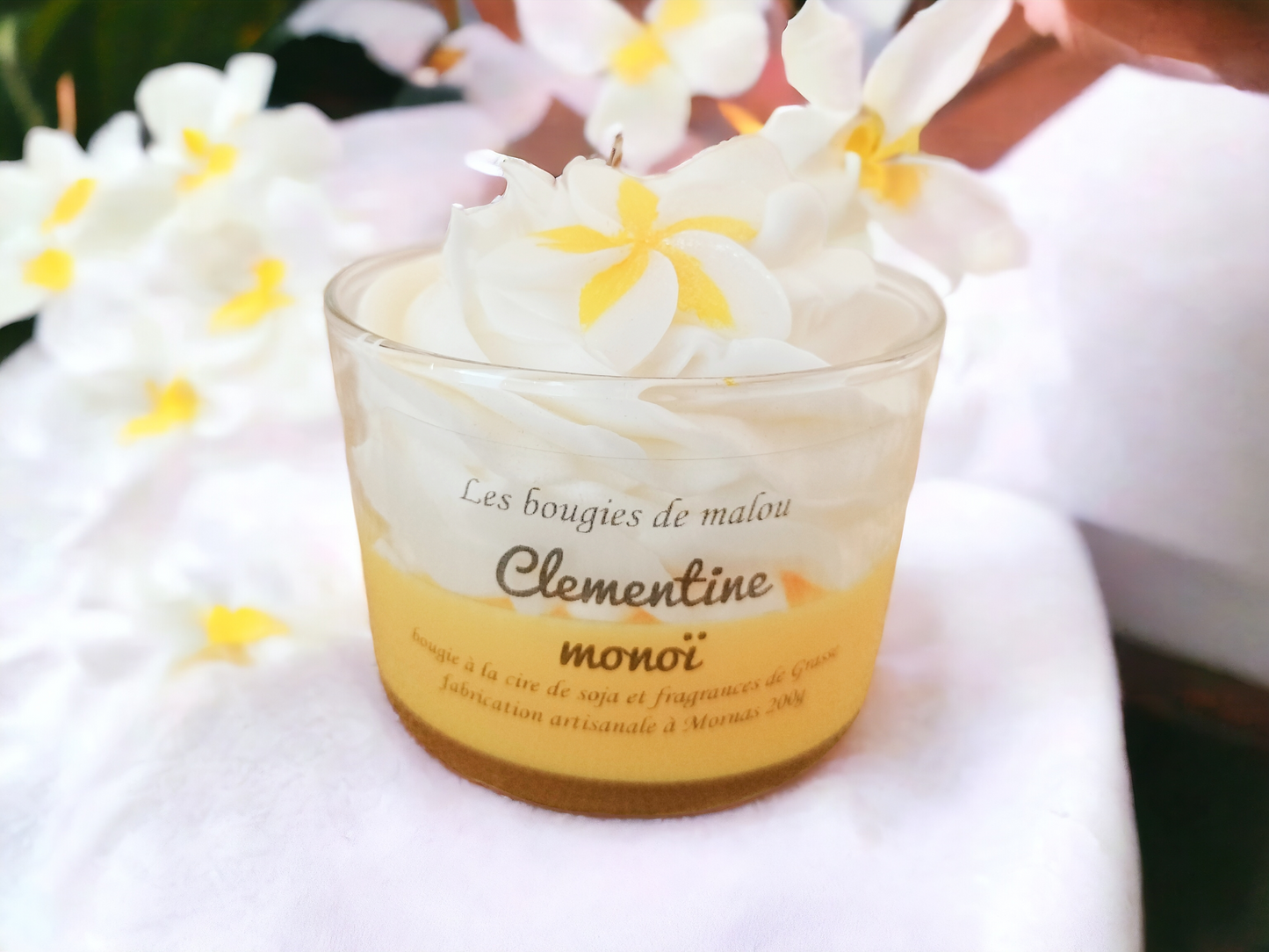 Bougie Artisanale et Décorative - Parfum Clémentine monoï 🍊☀️