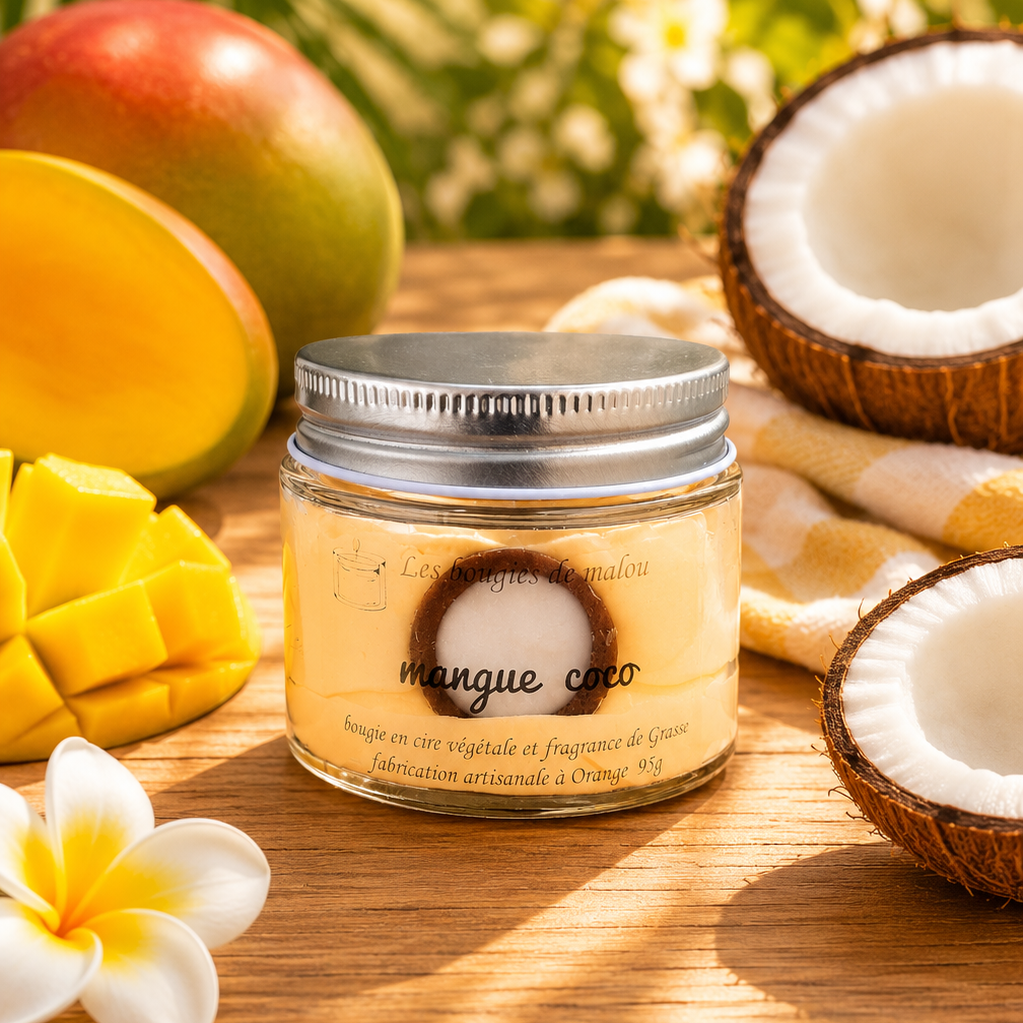 Bougie Artisanale et Végétale - Parfum mangue coco