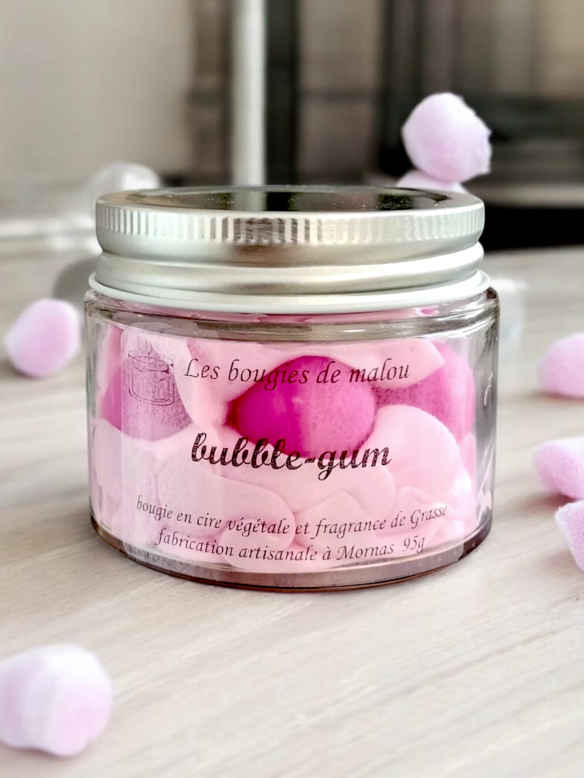 Bougie Artisanale et VĂ©gĂ©tale - Parfum Bubblegum đŹ