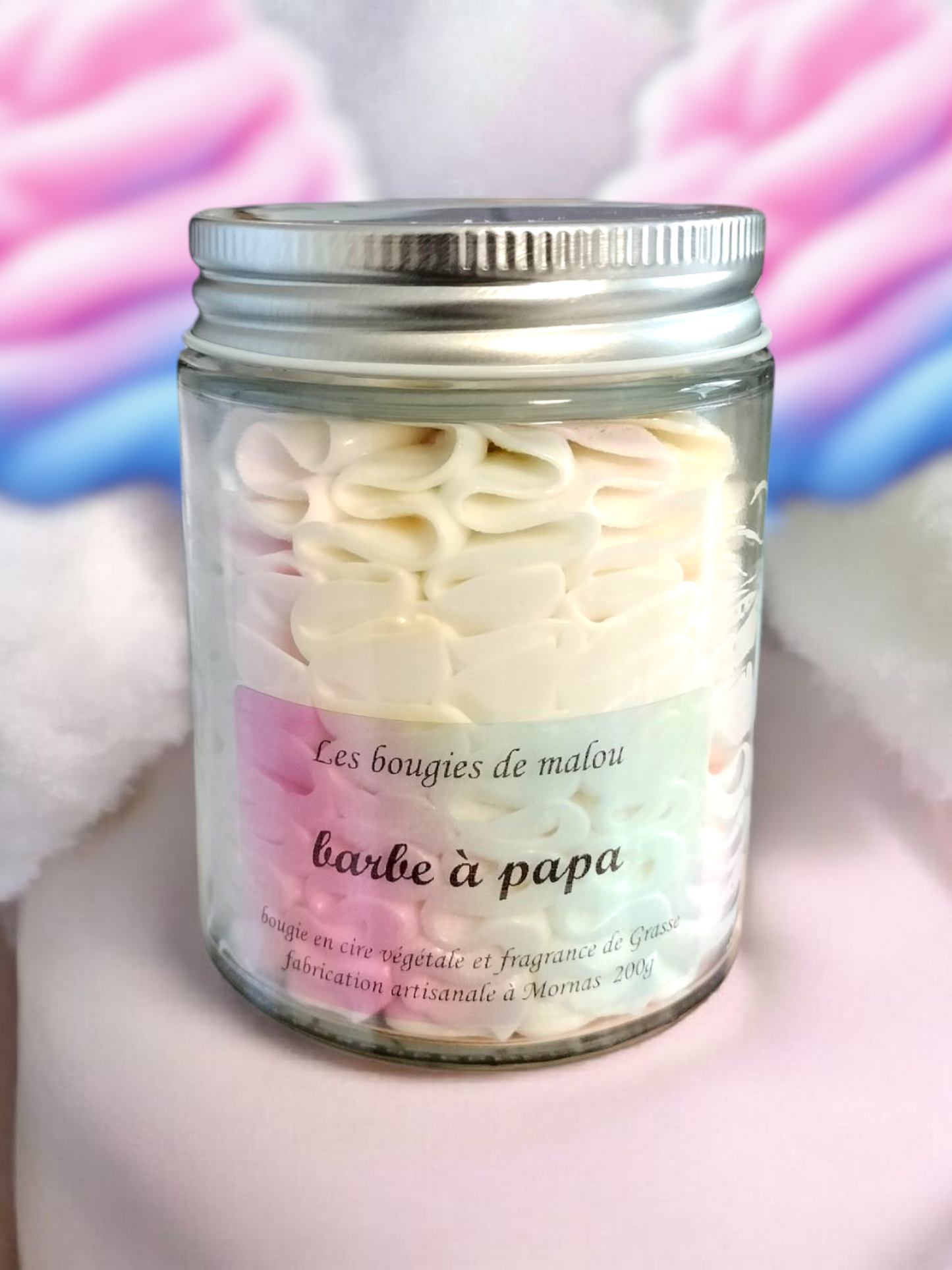 Bougie artisanale barbe à papa