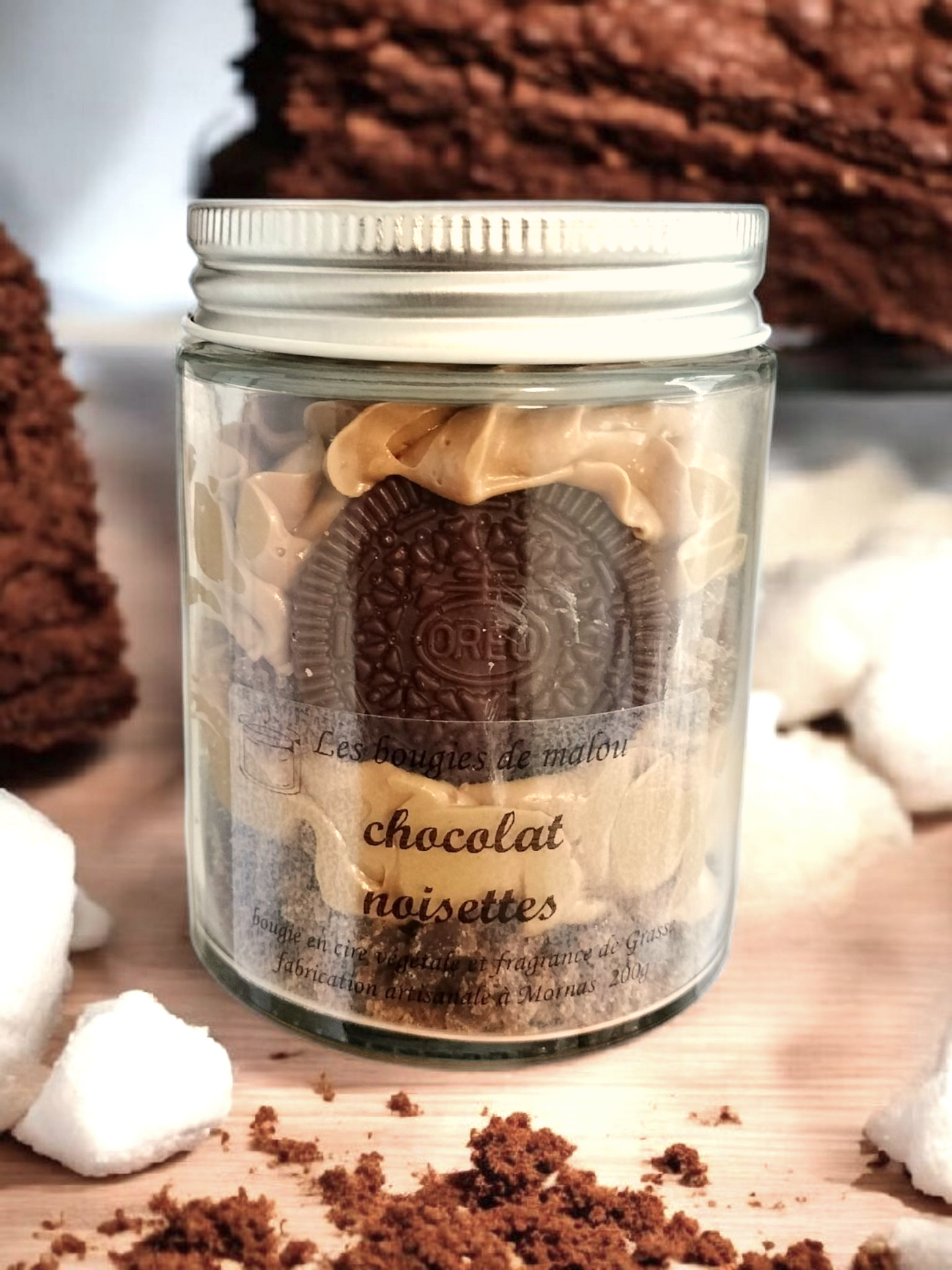bougie gourmande chocolat noisettes