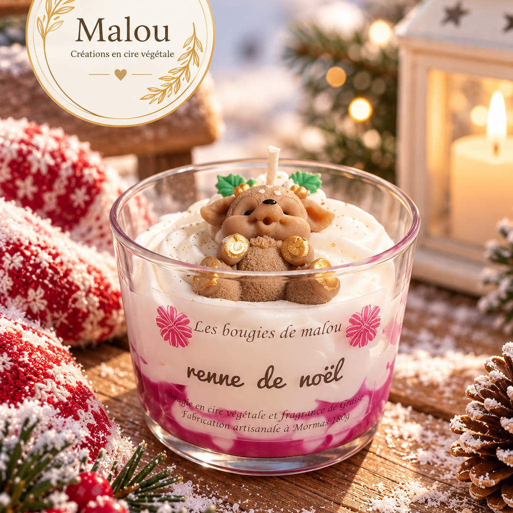 Bougie Renne de Noël – Pop-corn
