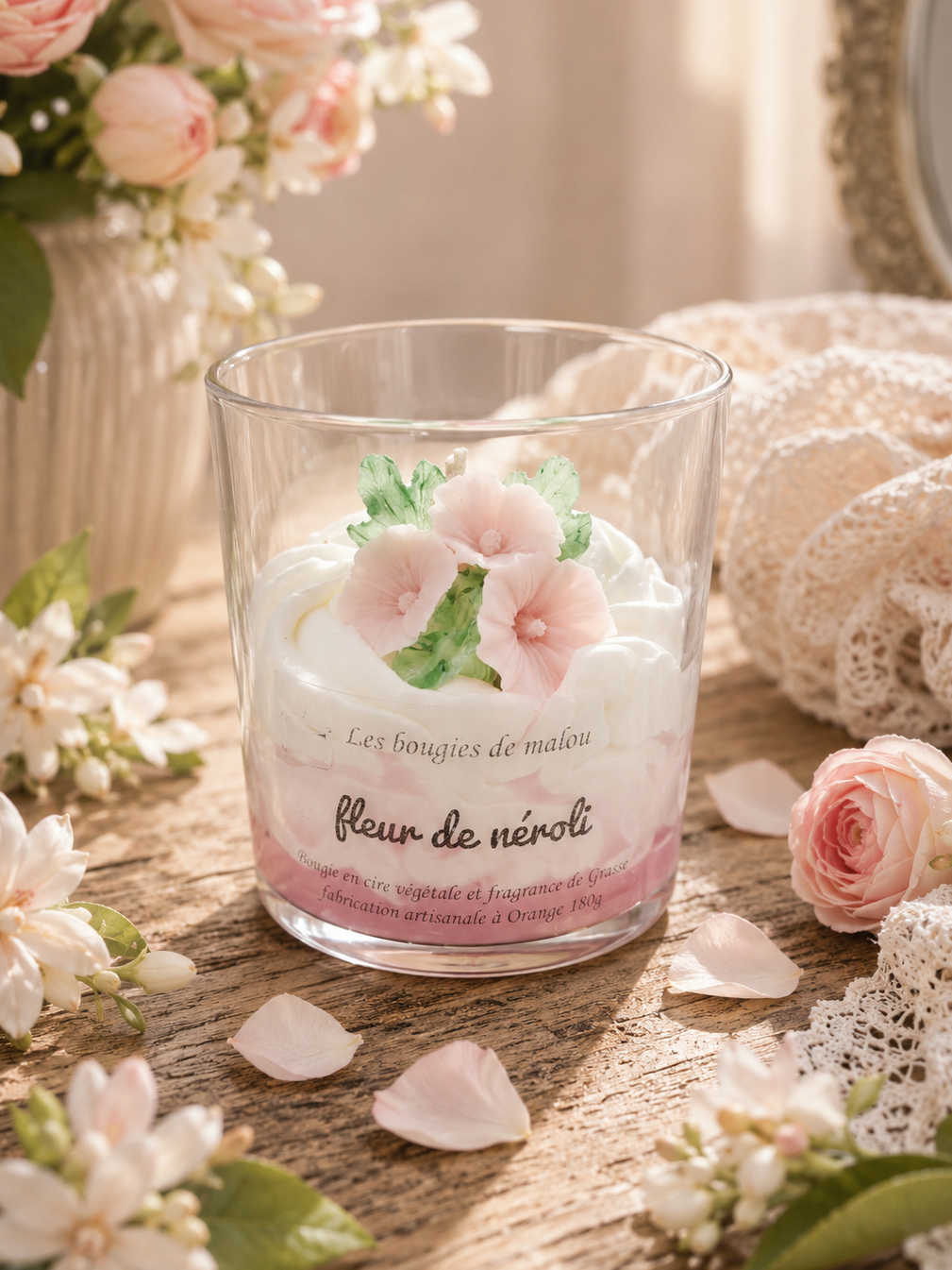 Neroli-Blumen-Valentinstagskerze