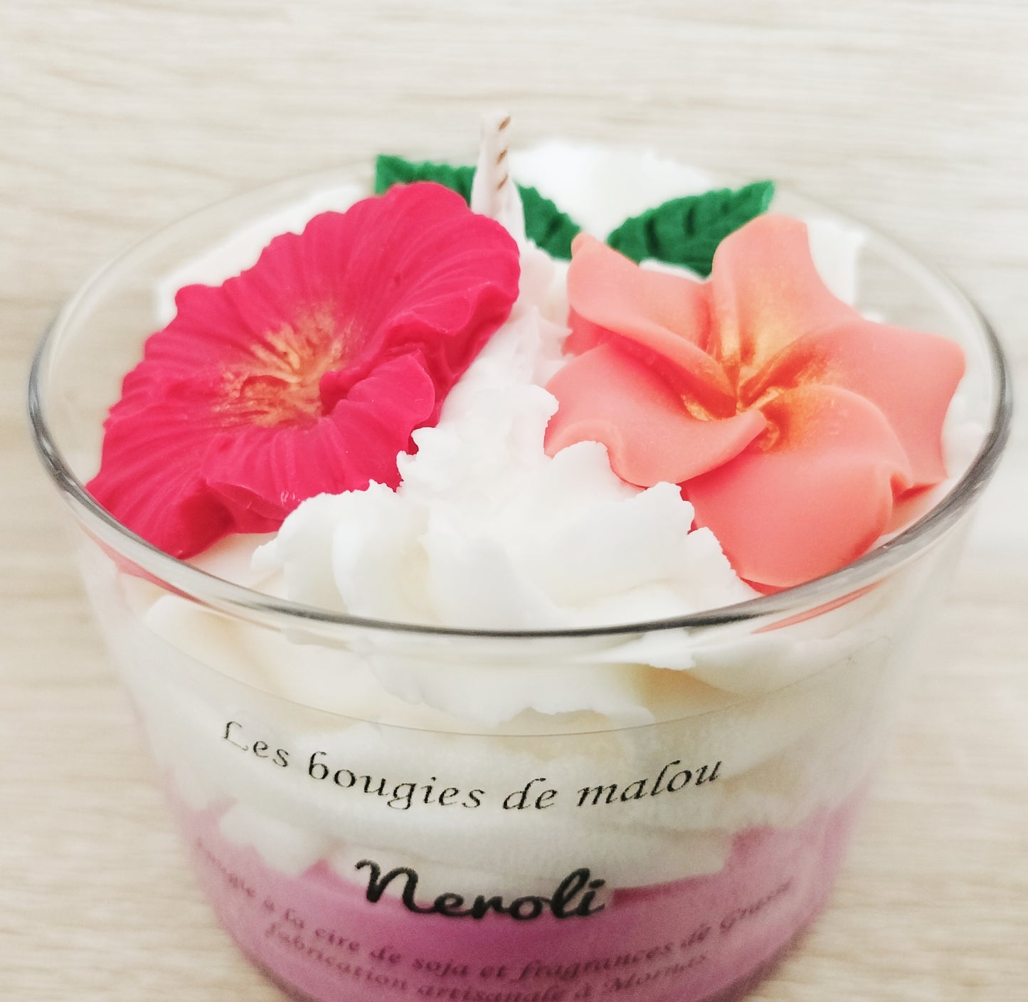 Bougie néroli et sa fleur d'hibiscus