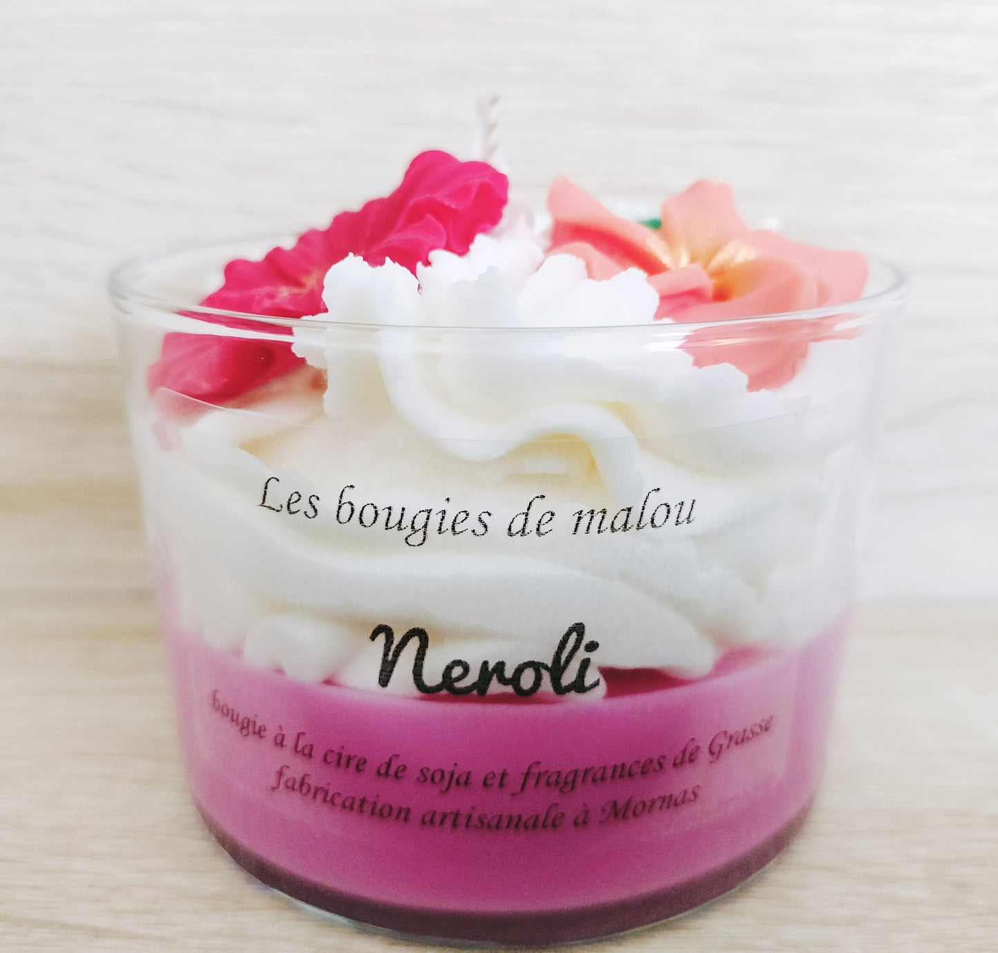 Bougie néroli et sa fleur d'hibiscus