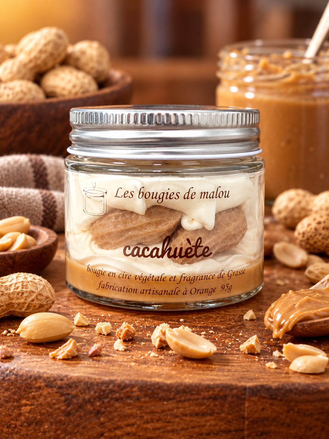 Bougie Artisanale et Créative - Parfum Cacahuète 🥜