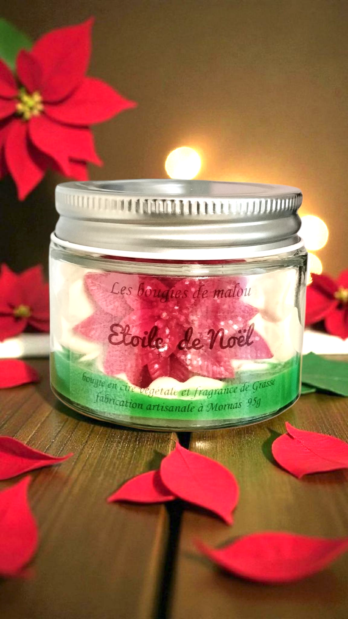 Bougie poinsettia "étoile de noël"