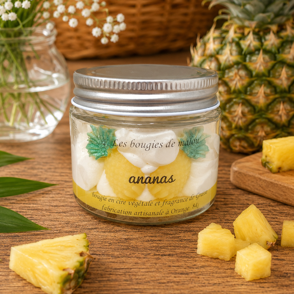 Bougie Artisanale et Végétale - Parfum Ananas 🍍