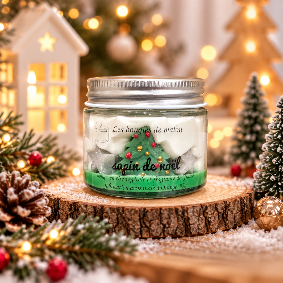 Bougie artisanale Sapin de Noël