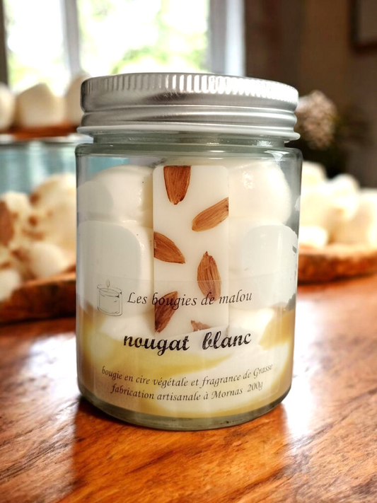 Bougie Artisanale parfum Nougat Blanc 