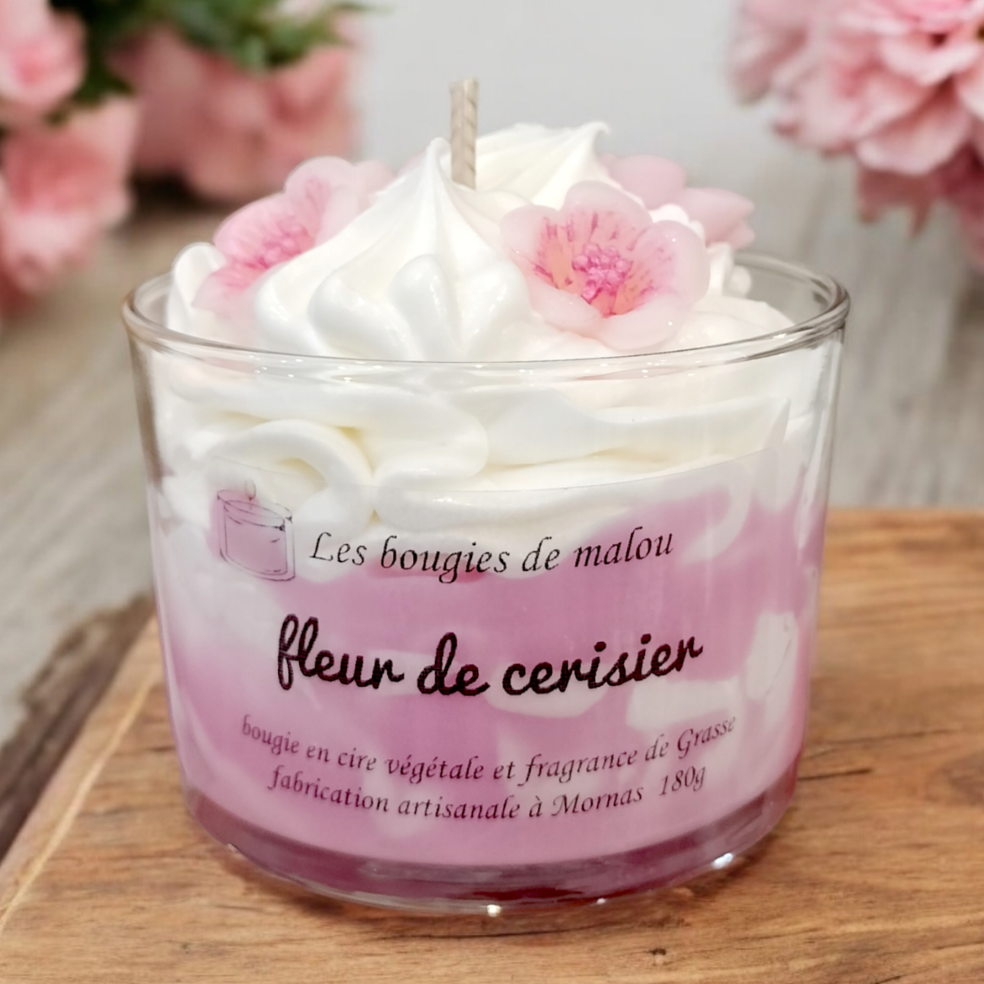 Bougie artisanale creative parfum fleur de cerisier 
