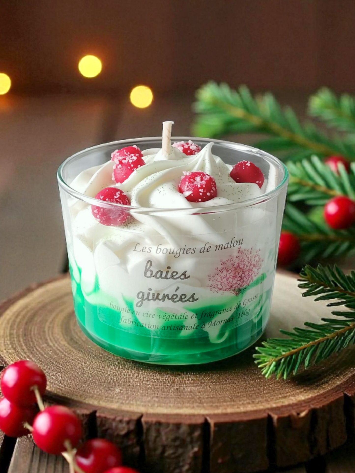 Bougie baies givrées
