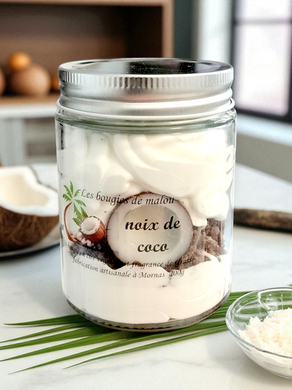 Bougie Artisanale et Végétale - Parfum noix de coco 🥥