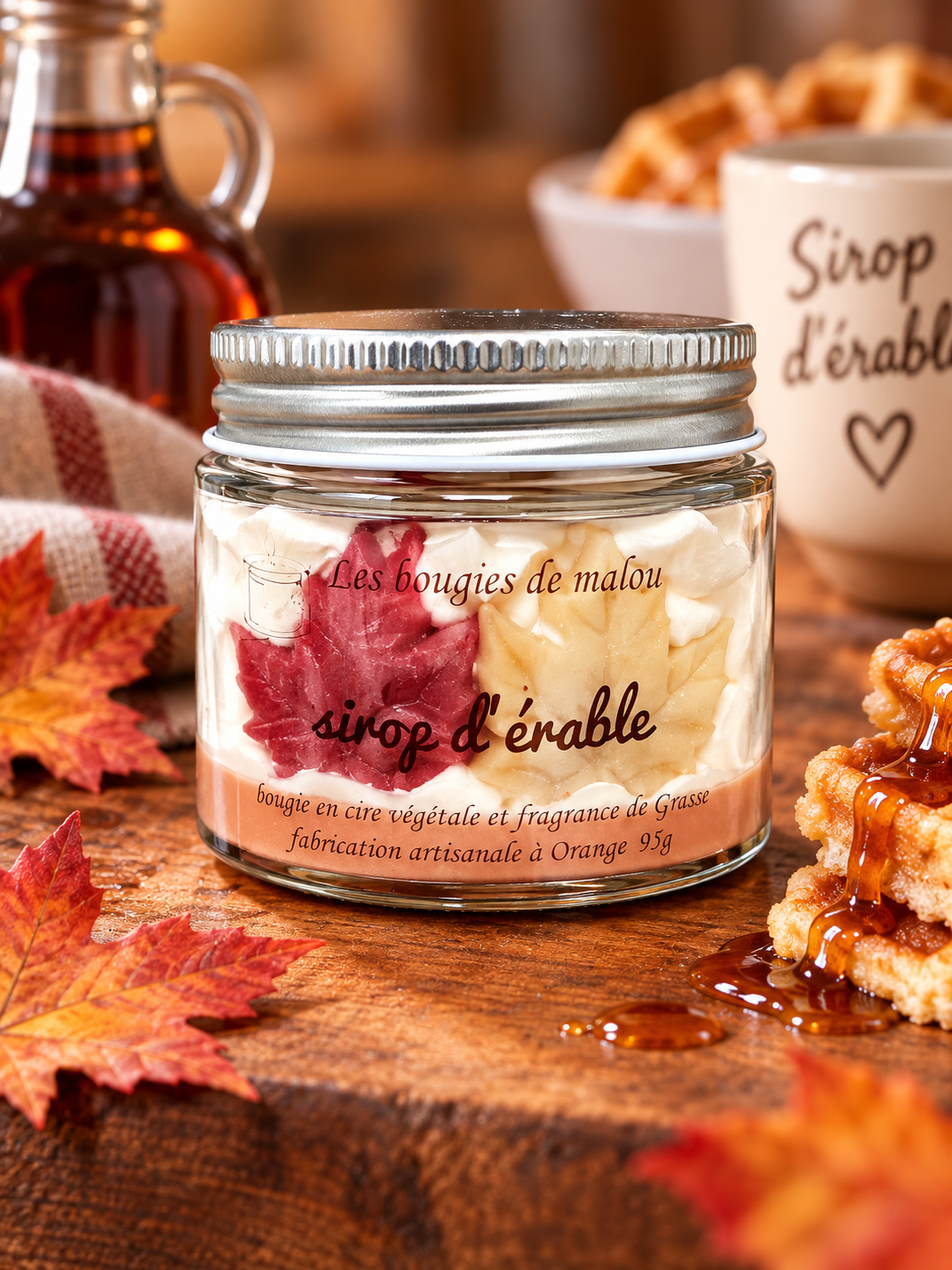 Bougie artisanale et végétale. Parfum sirop d'érable