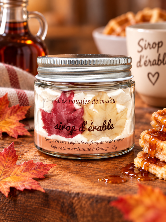 Bougie artisanale et végétale. Parfum sirop d'érable