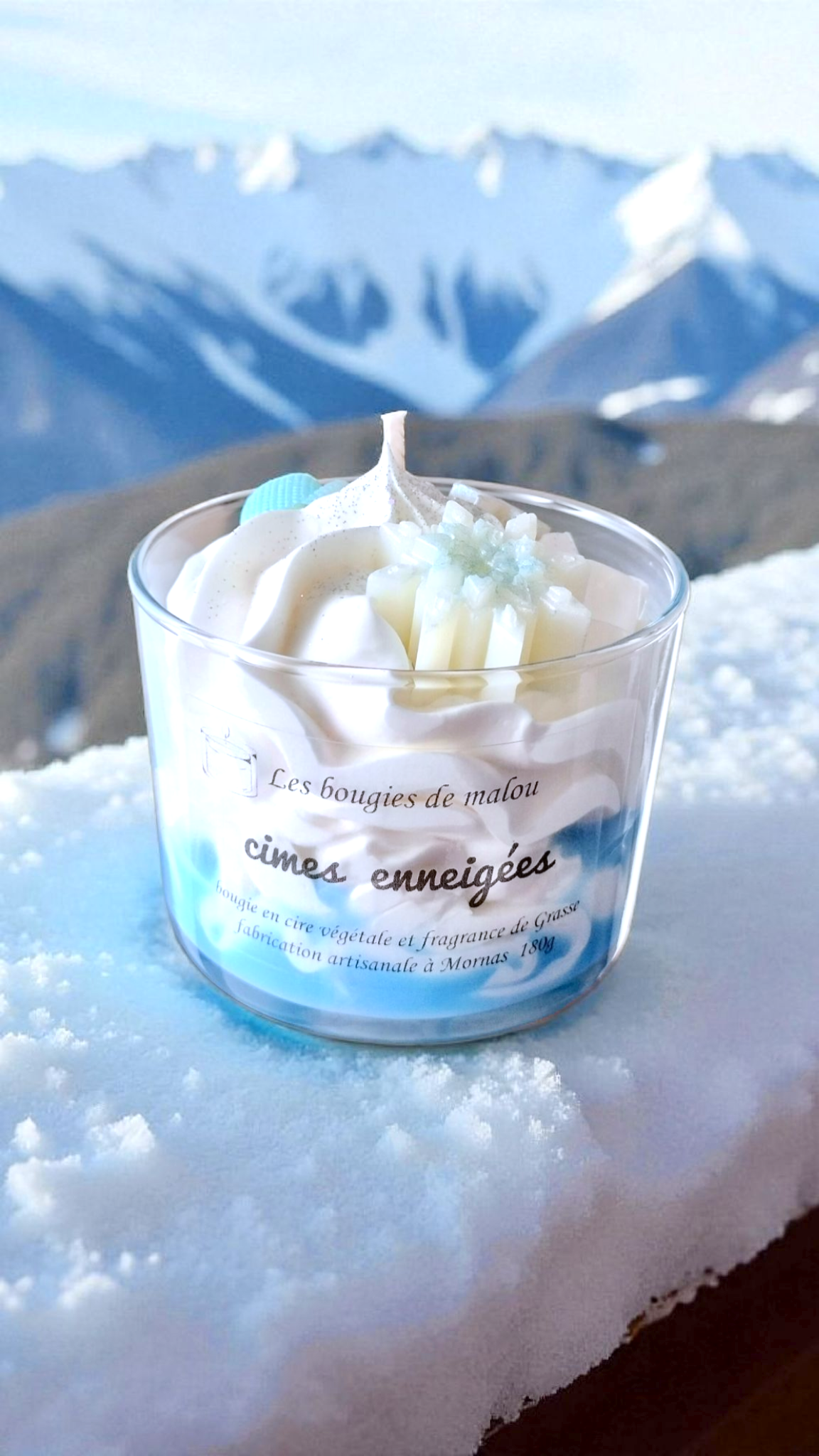Bougie artisanale cimes enneigées