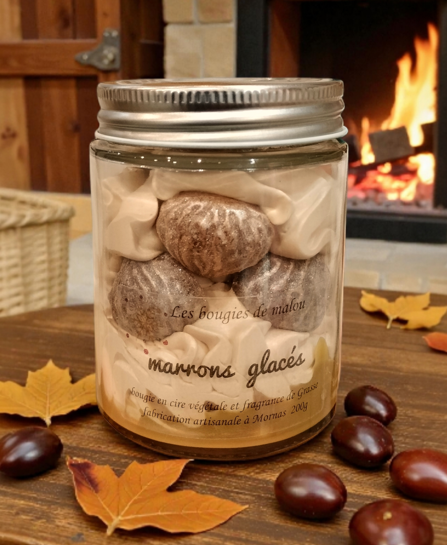 Bougie artisanale gourmande marrons glacés