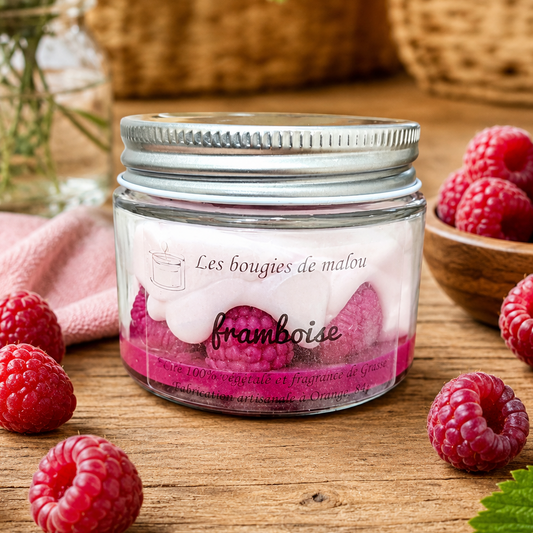 Bougie Faite main & Végétale - Parfum Framboise 🍇
