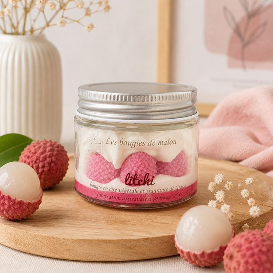 Bougie Artisanale et Faite Main - Senteur Litchi 🍈