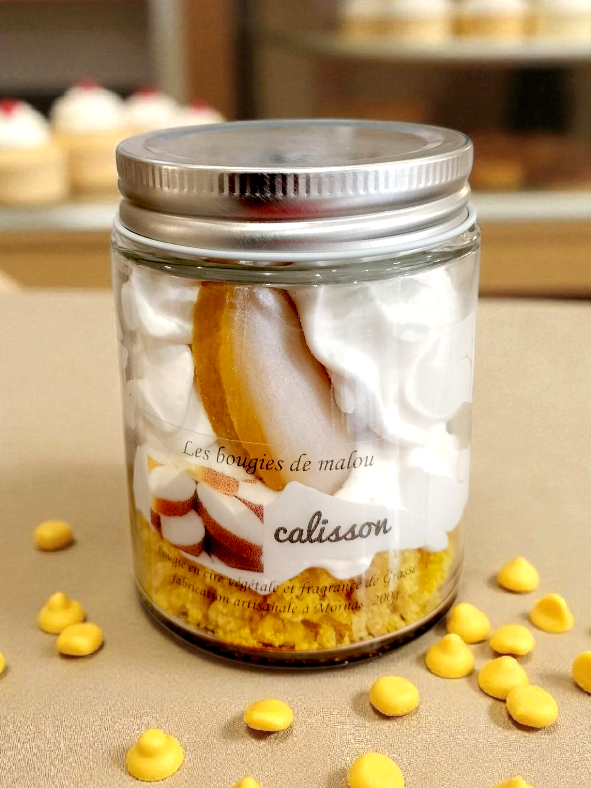 bougie artisanale et végétale. Parfum Calisson
