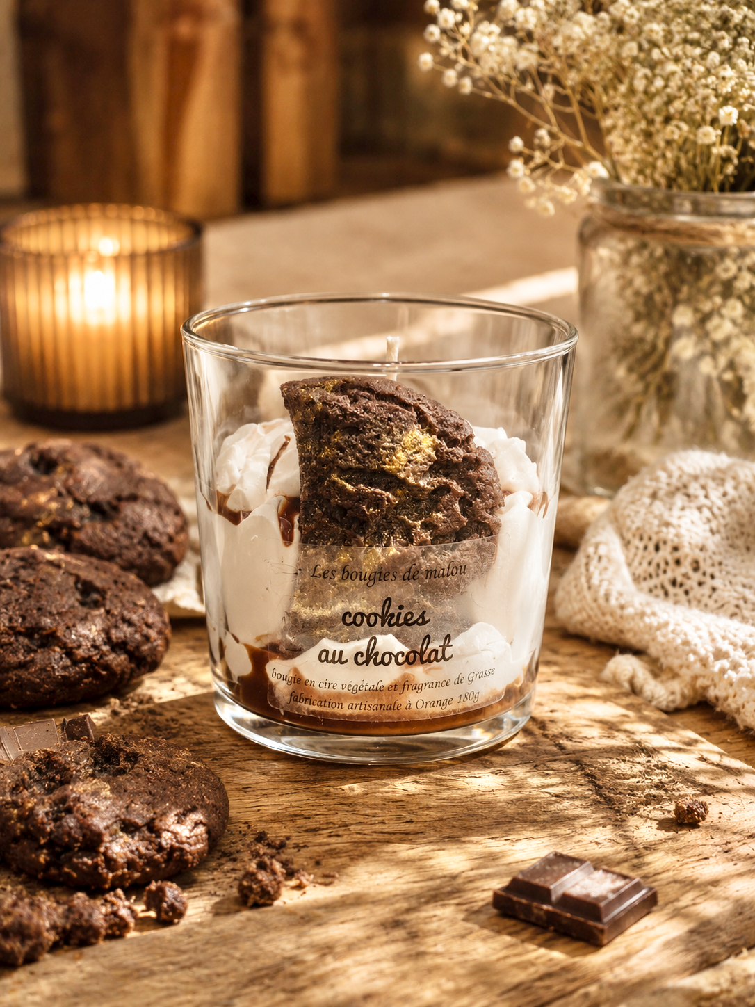 Bougie Artisanale Gourmande aux Cookies au Chocolat 🍪
