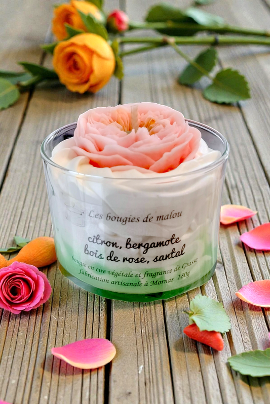 Bougie Artisanale et Créative - citron, bergamote et bois de rose