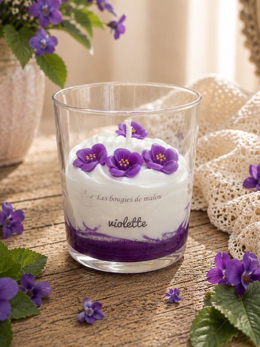 Bougie Artisanale & Décorative - Parfum Violette 🌿💜