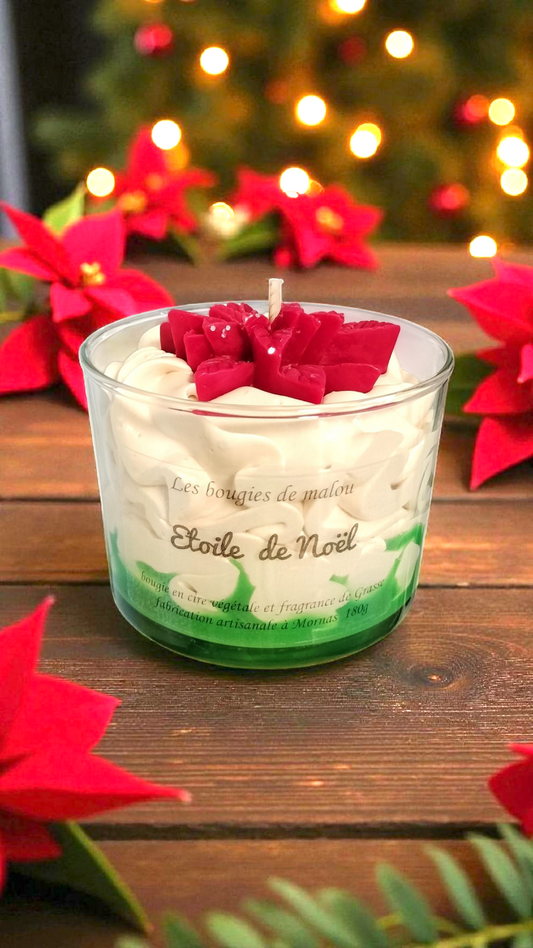 Bougie poinsettia "étoile de noël"