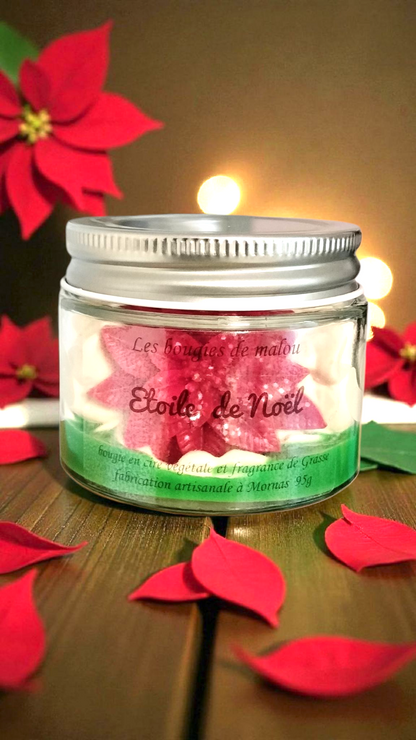 Bougie poinsettia "étoile de noël"