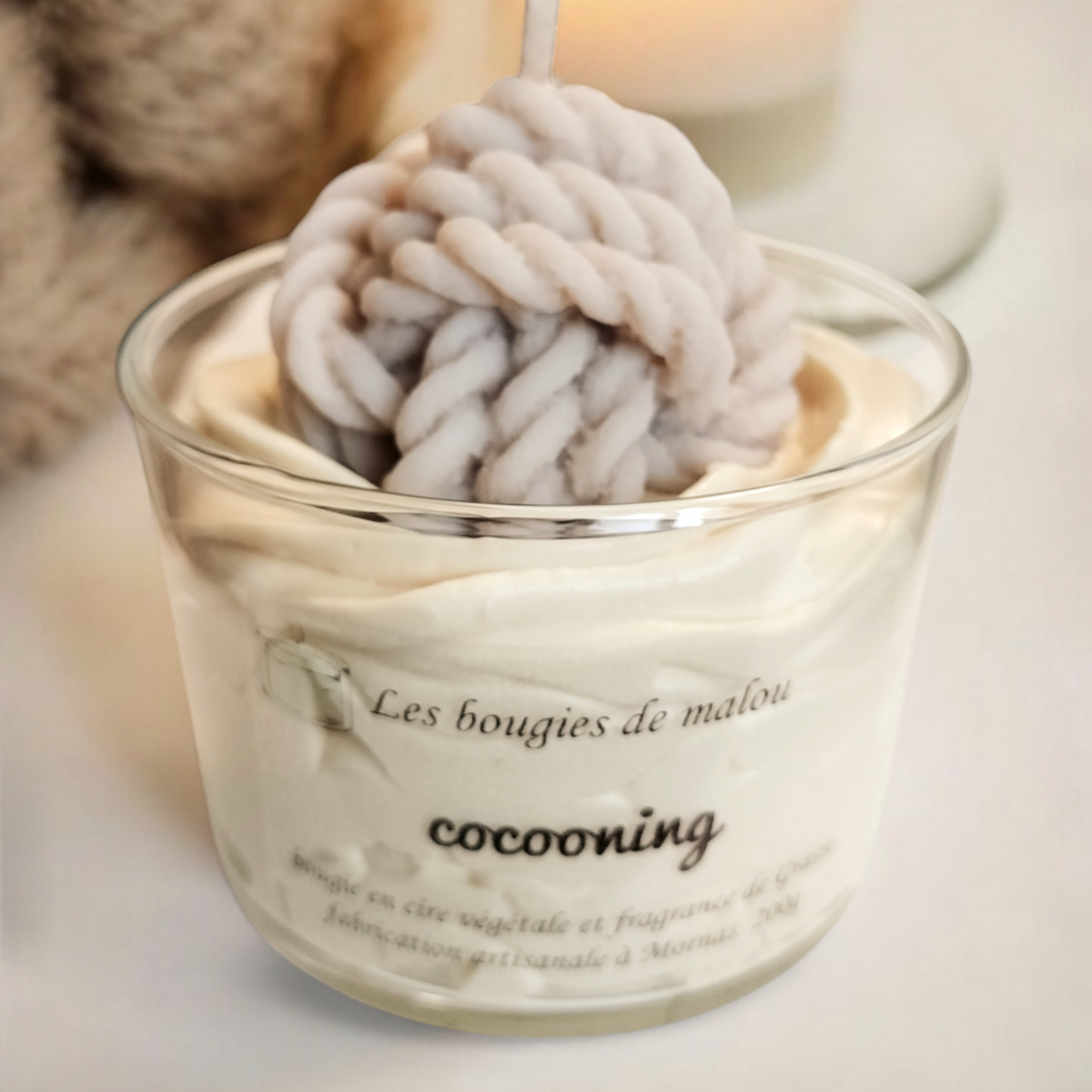 Bougie cocooning parfum ambre vanille