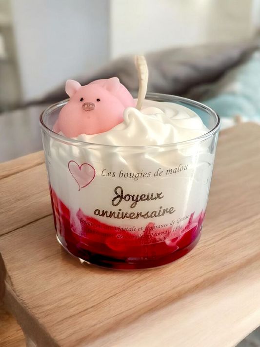 Bougie cochon anniversaire